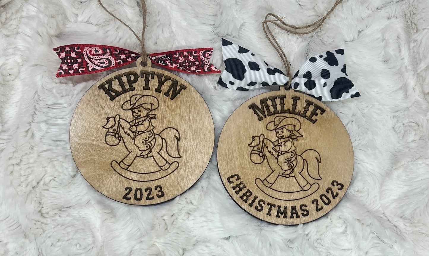 Personalized wooden ornament/first Christmas/ wood /gift stocking filler western cowboy cowgirl