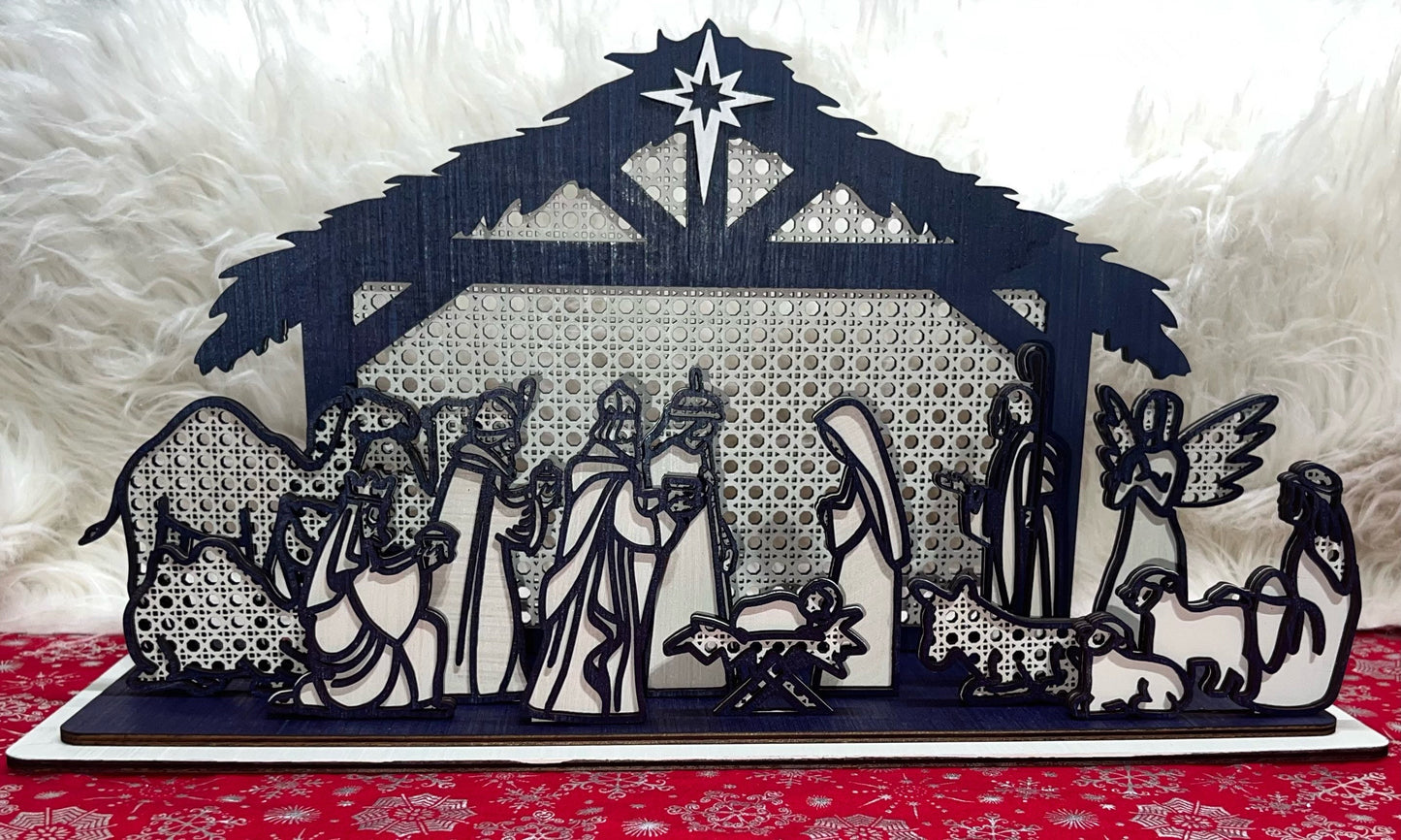 Rattan Nativity Scene, Nativity set, Nativity scene, Jesus birthday, wood wooden nativity set, baby Jesus, 3 kings, three wise men, manger