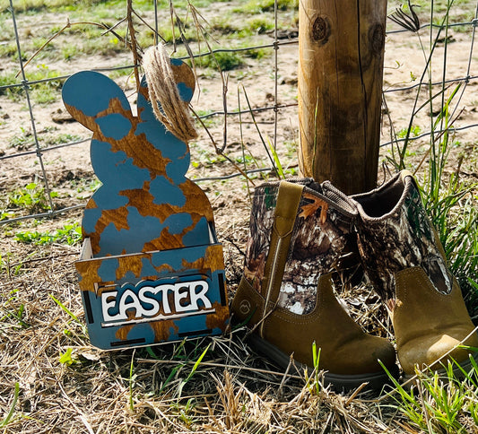 Easter bunny cow print crate