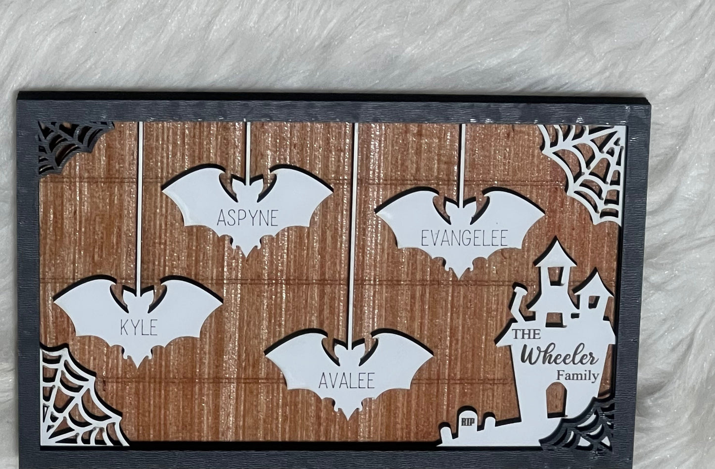 Hanging bats family plaque sign personalized Halloween