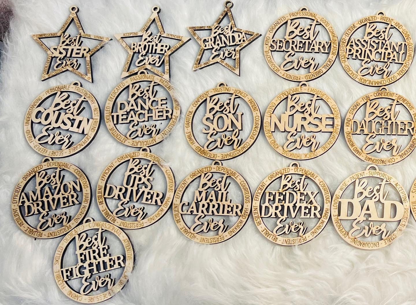 Personalized Wood Ornament: Teacher, Mom, Friend, etc.