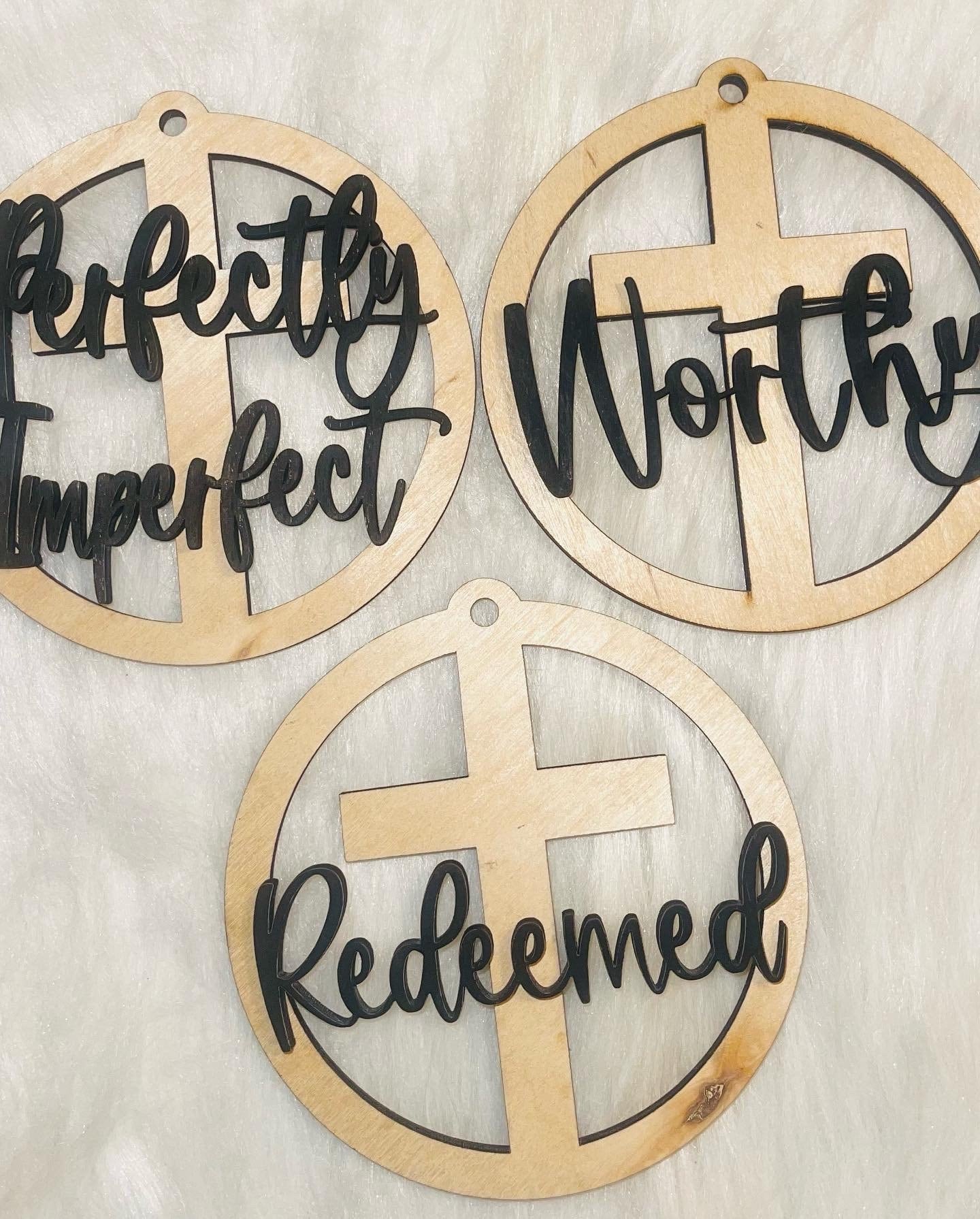 Cross Car Charm, Christian Rearview Mirror Ornament (4.5")