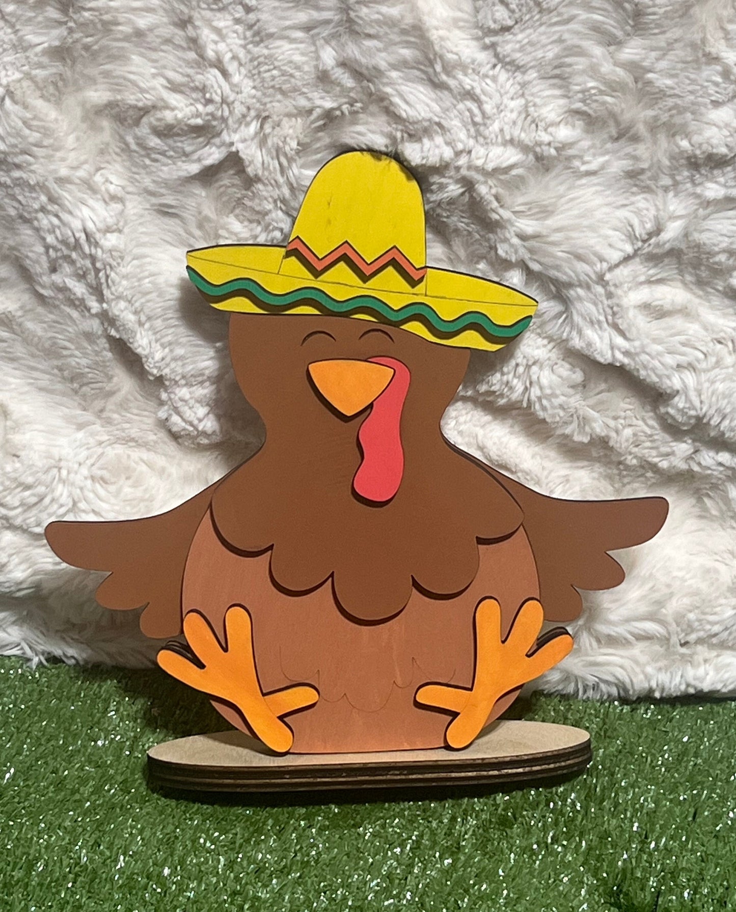 Hand Painted Highland Cow Shelf Sitter with Interchangeable Hats