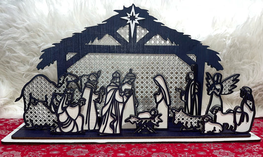 Rattan Nativity Scene, Nativity set, Nativity scene, Jesus birthday, wood wooden nativity set, baby Jesus, 3 kings, three wise men, manger