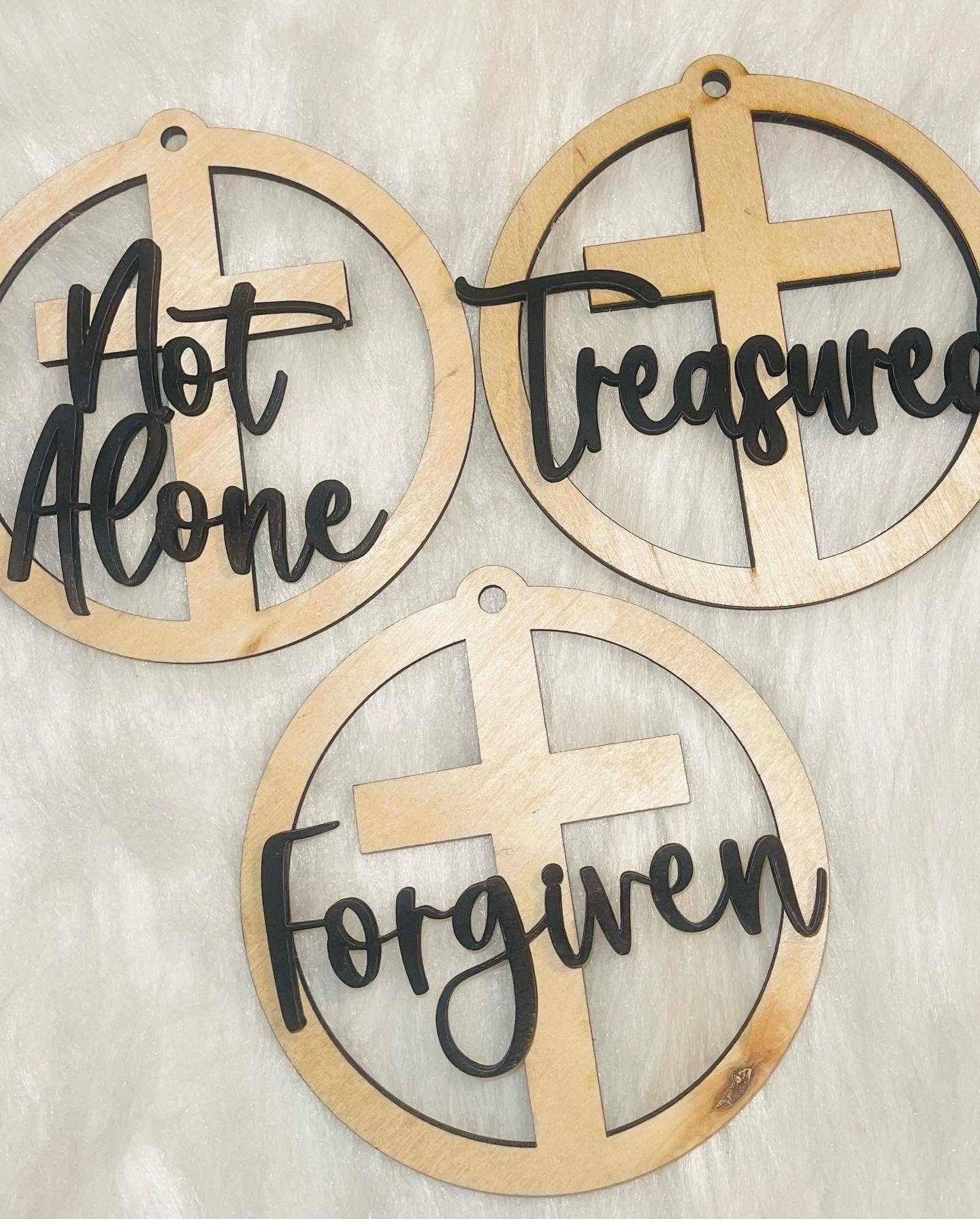 Cross Car Charm, Christian Rearview Mirror Ornament (4.5")