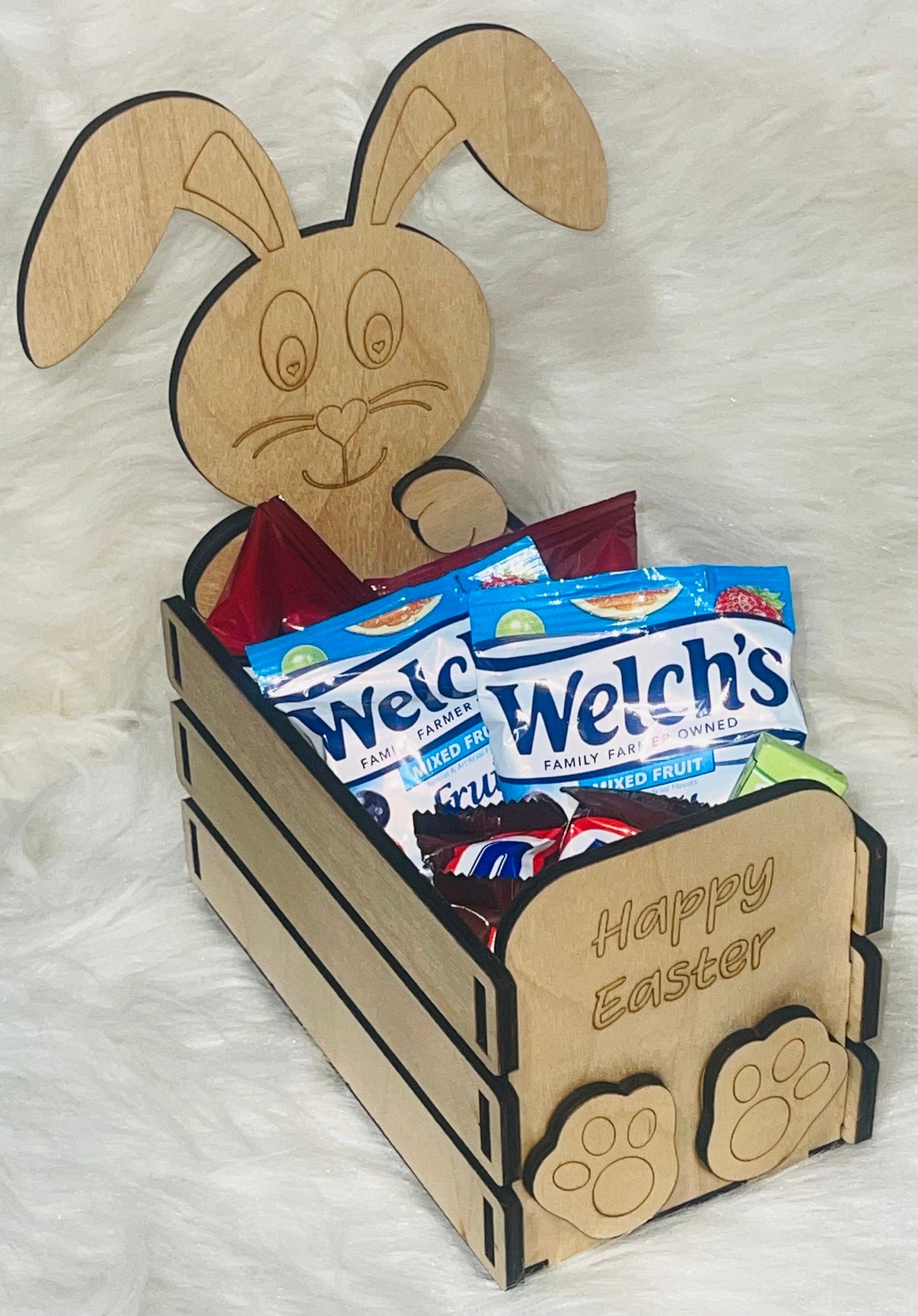 Wooden Easter Bunny Basket Crate, Unassembled (3.8x7.2x9)