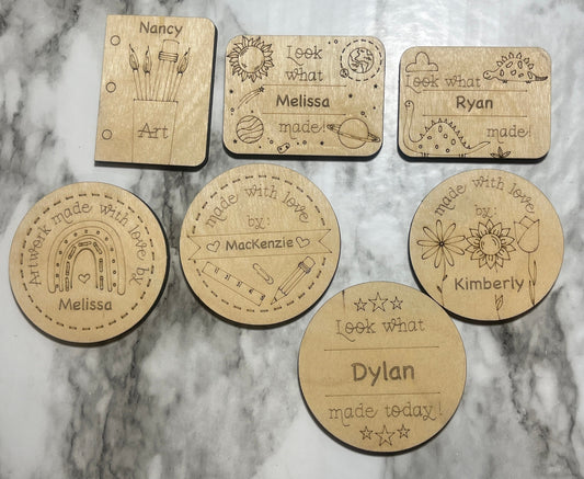 Personalized Kids Artwork Magnet, Custom Name Fridge Decor