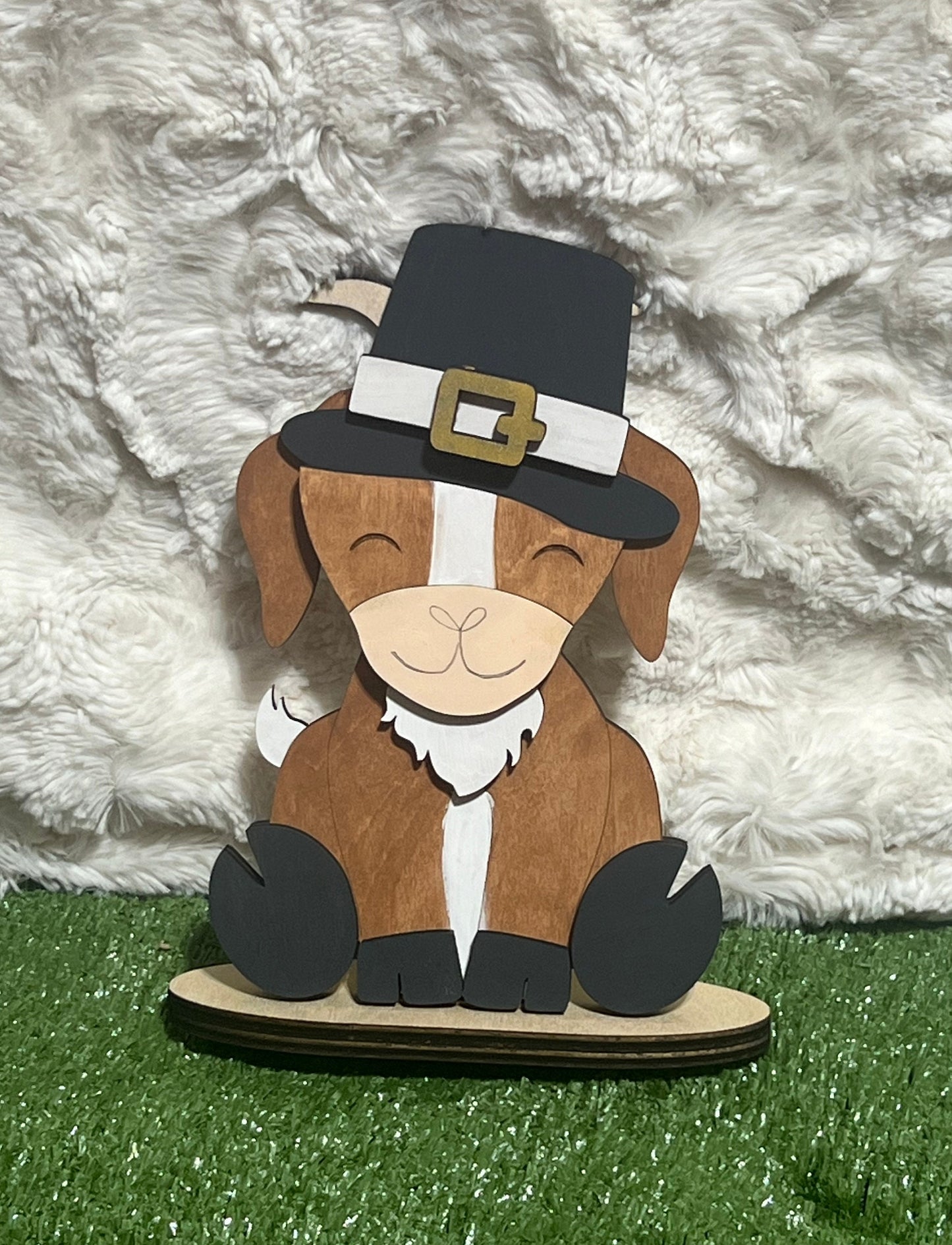 Hand Painted Highland Cow Shelf Sitter with Interchangeable Hats