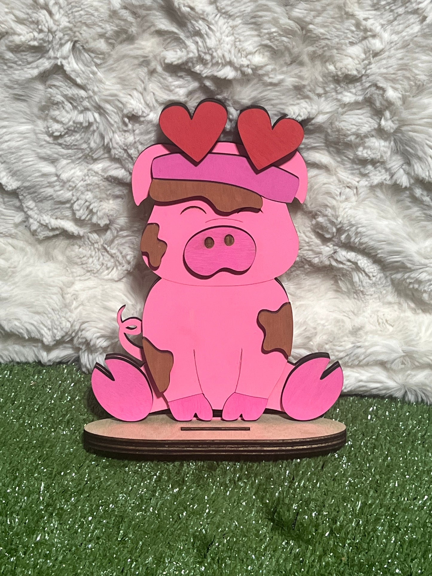 Hand Painted Highland Cow Shelf Sitter with Interchangeable Hats