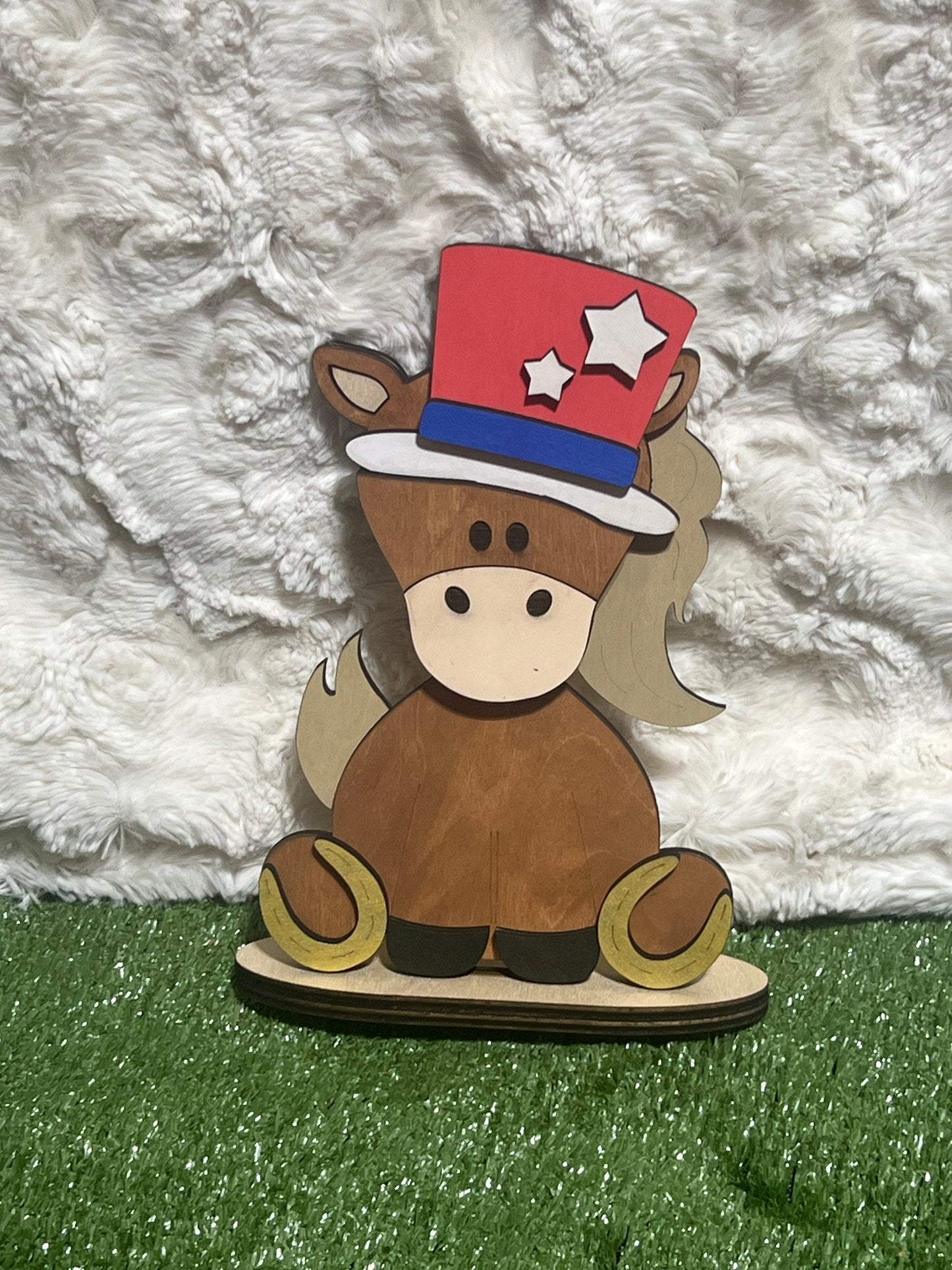 Hand Painted Highland Cow Shelf Sitter with Interchangeable Hats