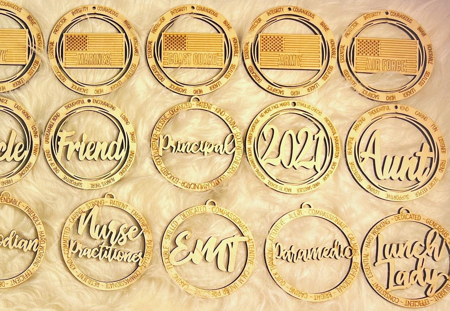 Personalized Wood Ornament: Teacher, Mom, Friend, etc.