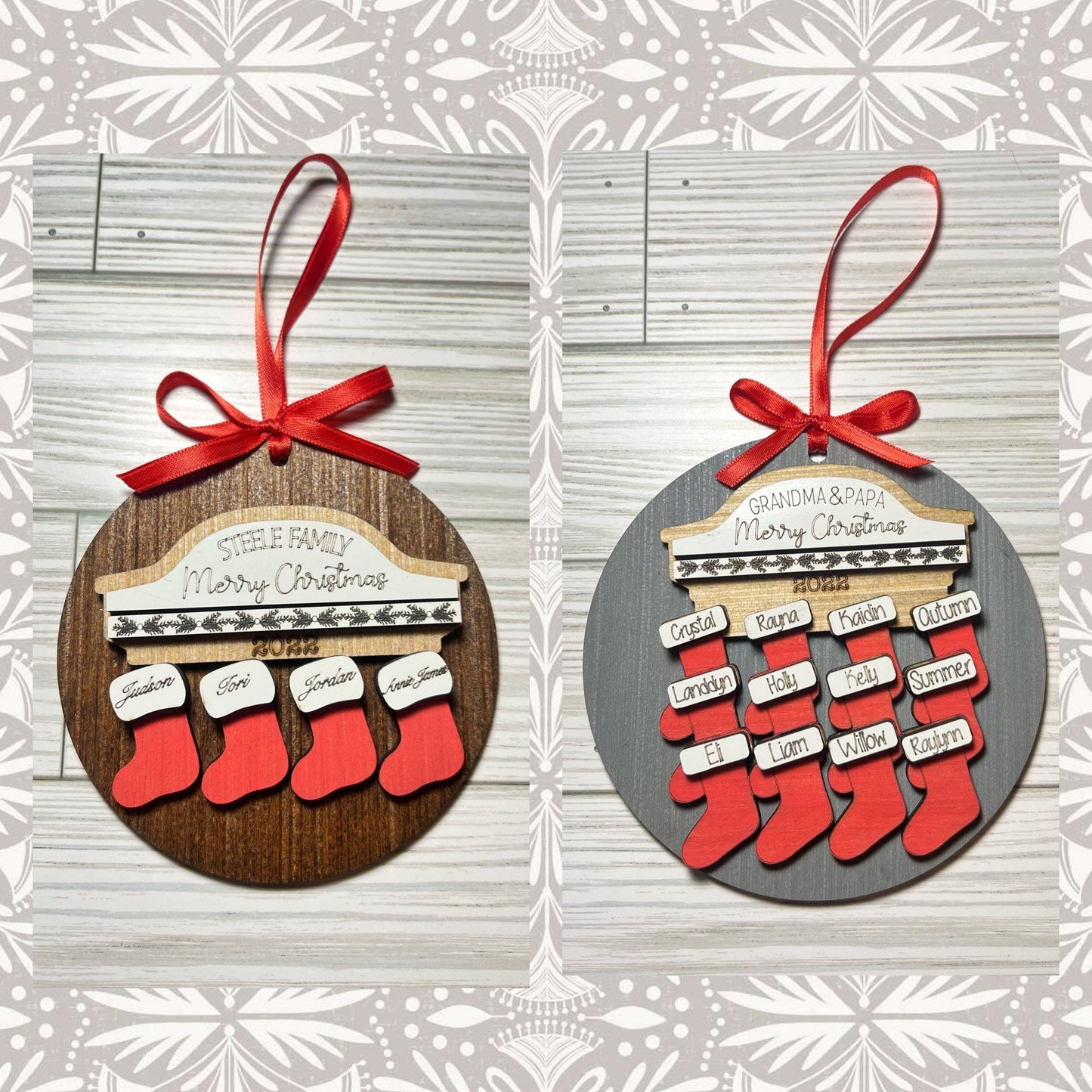 Personalized family stocking ornament Christmas stockings tree