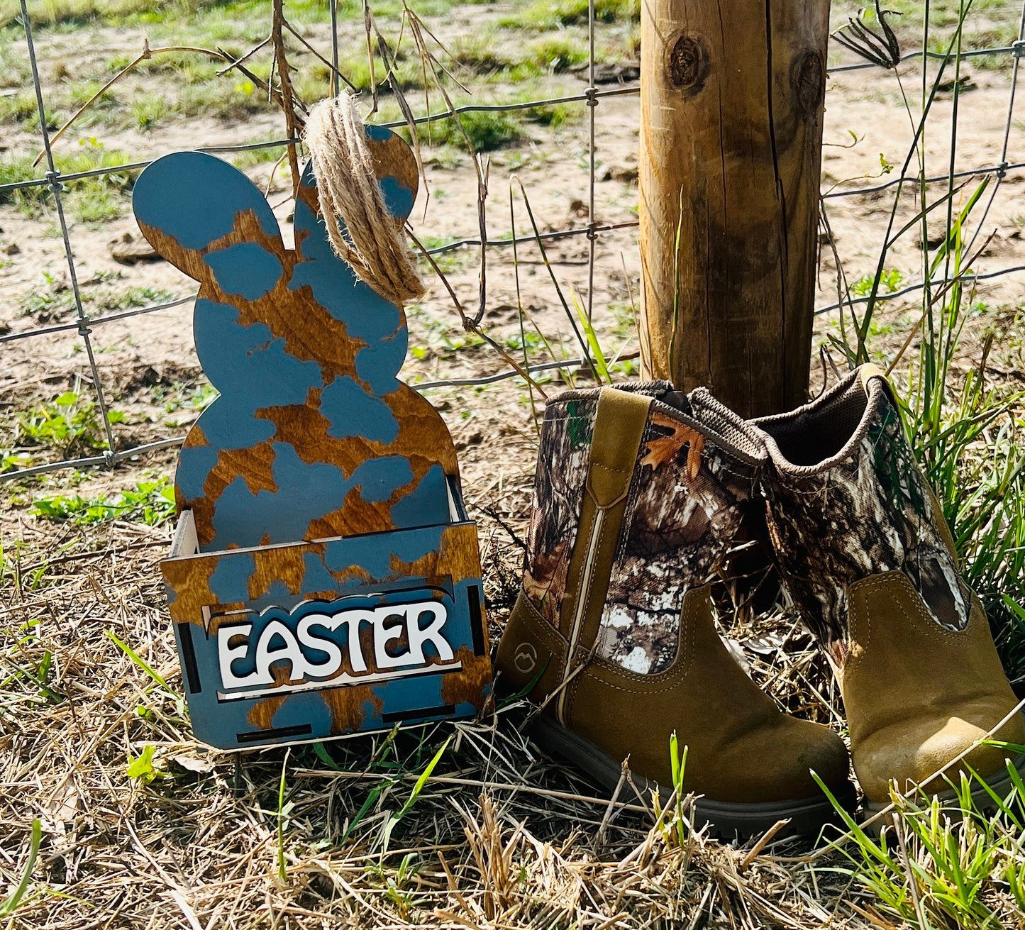 Easter bunny cow print crate