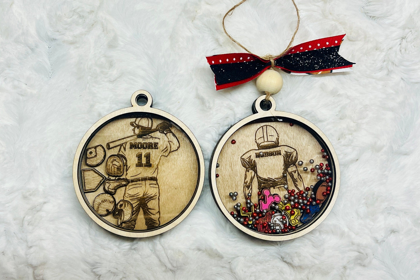 Personalized Sports Shaker Ornament Baseball Football Soccer Player Kids Tennis Softball Gifts Team