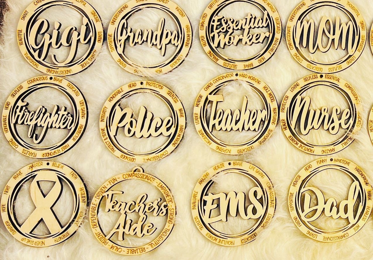 Personalized Wood Ornament: Teacher, Mom, Friend, etc.