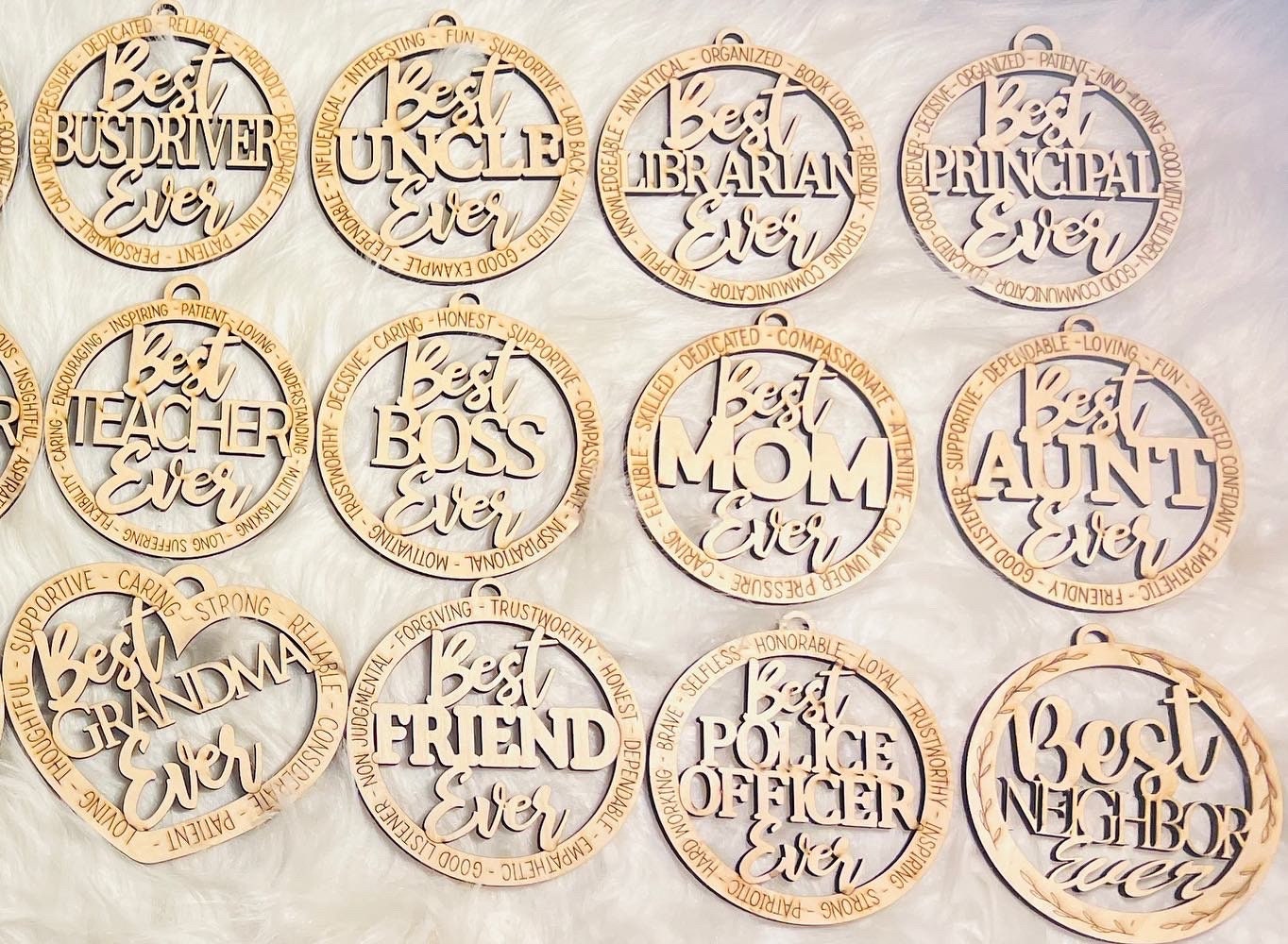 Personalized Wood Ornament: Teacher, Mom, Friend, etc.