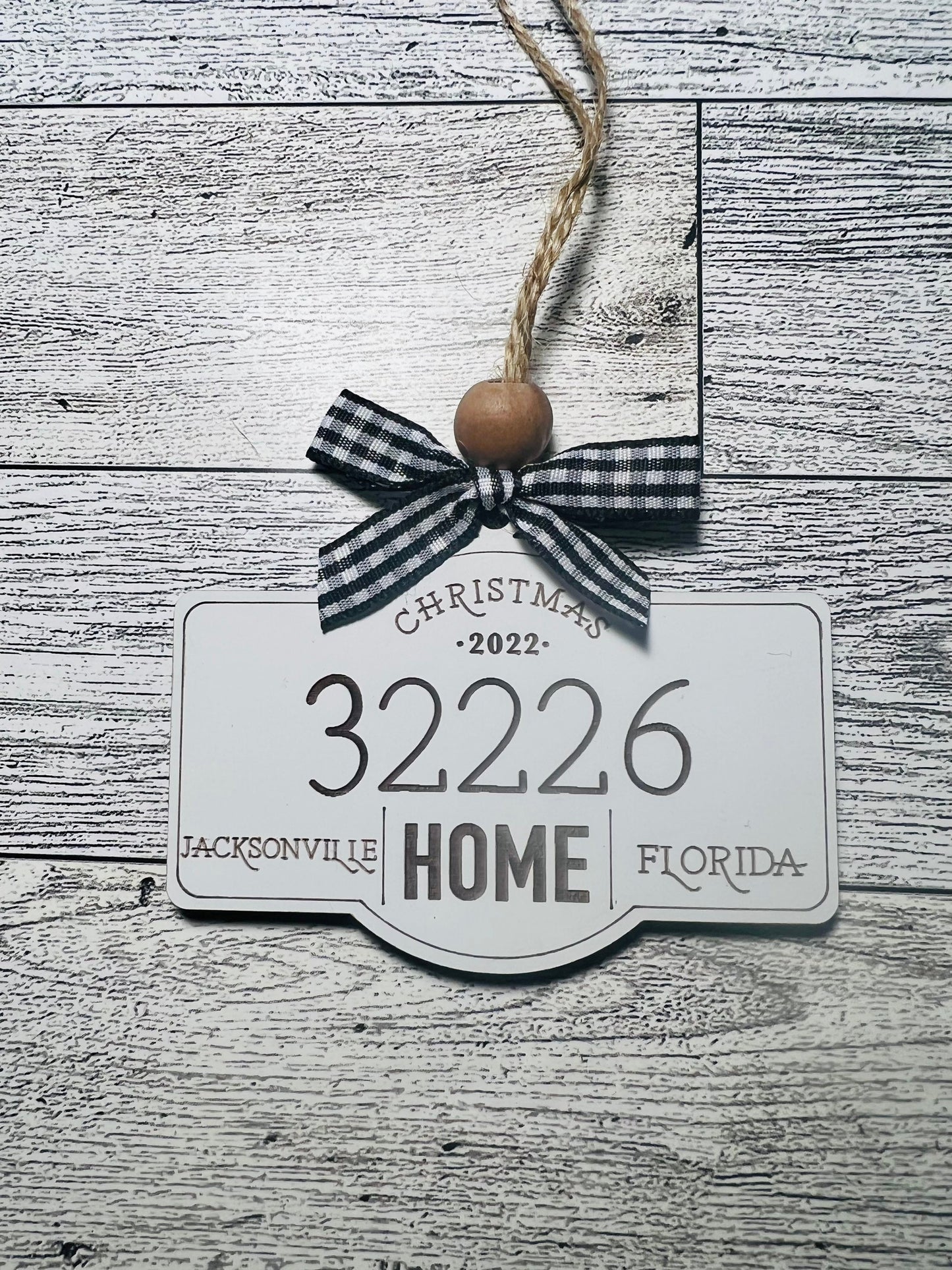 Zip code ornament,proud city/town ,distance friend/gift,Christmas,